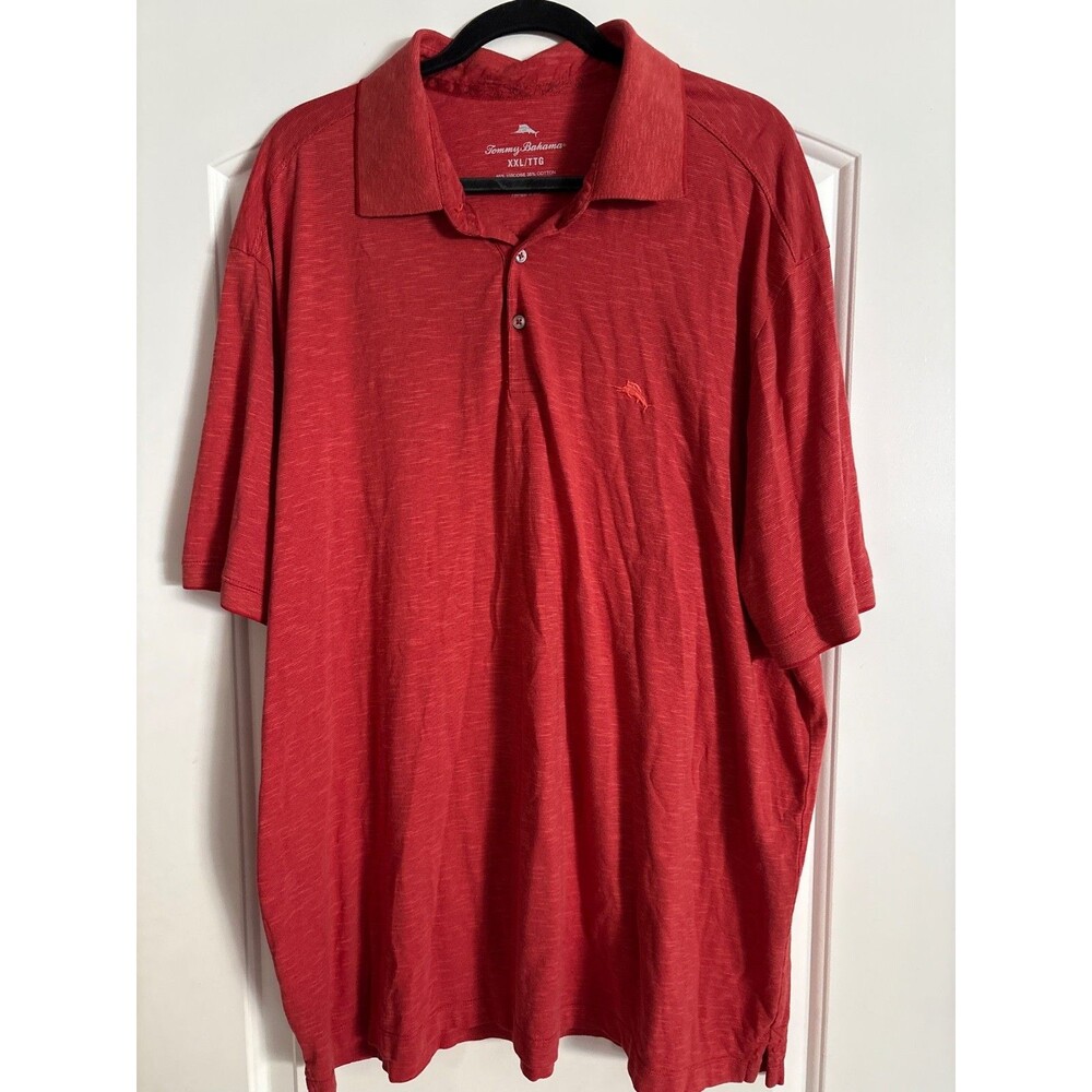 Tommy Bahama Men's Xxl Orange Solid Polo Short Sleeve Collared Knit